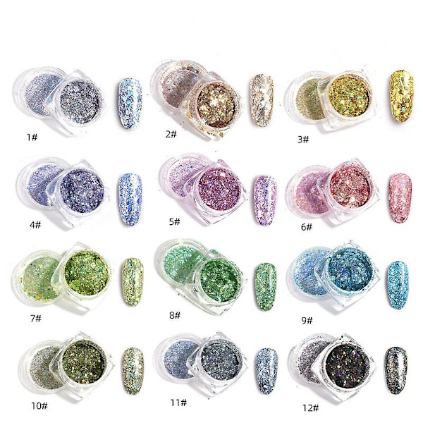 1 Ask Naglar Sjöjungfru Glitter Flakes 3d Färgglada Paljetter Polish Manikyr Naglar Konst Dekor 4