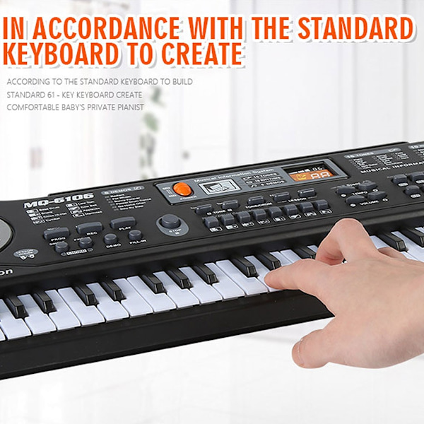 61 Tangenter Elektronisk Orgel Digitalt Piano Keyboard med Mikrofon Barnemusikkleke for Barn - WELLNGS