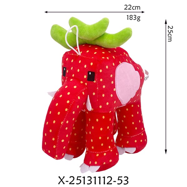[LCS] Sort Abe med Rød Hat Plyslegetøj – Blød Sødt Kæledyr til Børn, Samlerobjekt Dyreplys (7–14 År) Strawberry Elephant