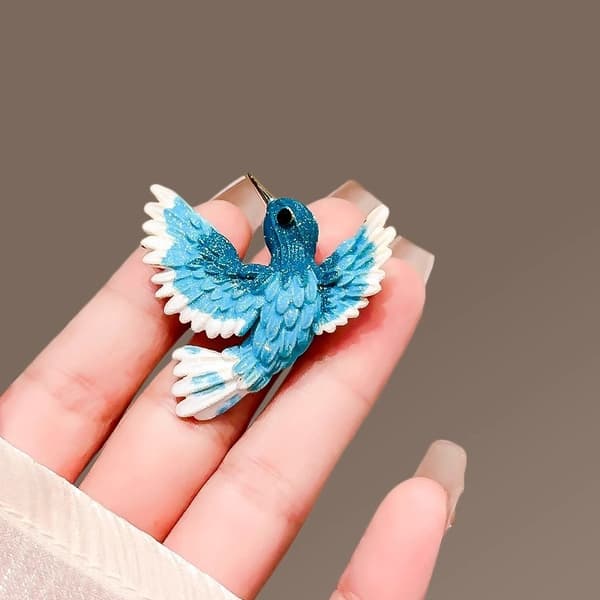 Julegave blå kolibri broche