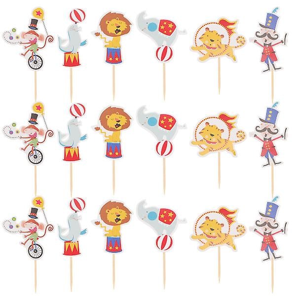 48 st cirkusclown tårtdekorationer karneval cupcake toppers