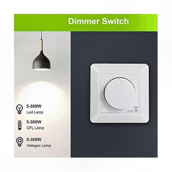 Dimmerströmbrytare för LED och Halogen, 5-300W Infälld Belysningskontroll White
