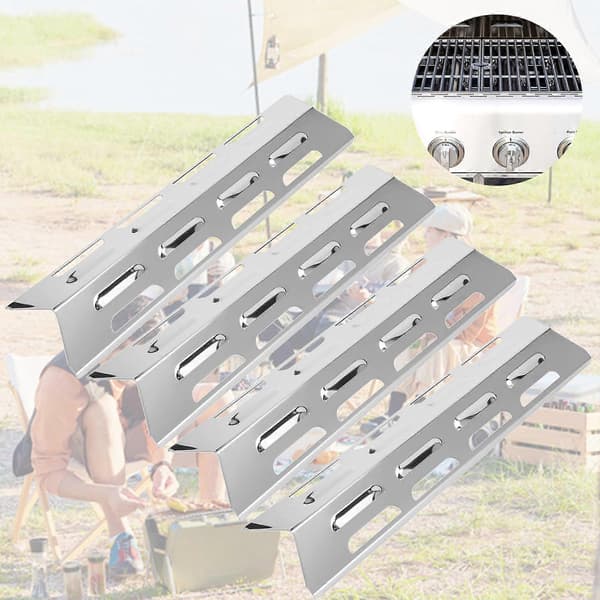[LCS] 4 stk. Varmeplade i rustfrit stål, grillvarmebeskyttere, nem installation