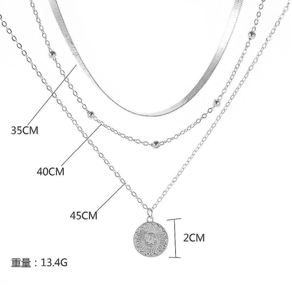 Silver Multi Layer Lotus Hängsmycke Halsband