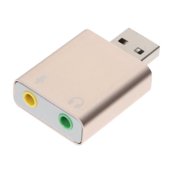 [LCS] Stereo Adapter USB Audio Interface USB 3.5mm Jack Audio Adapter USB Audio Adapter Laptop Golden 4.3X2.5cm