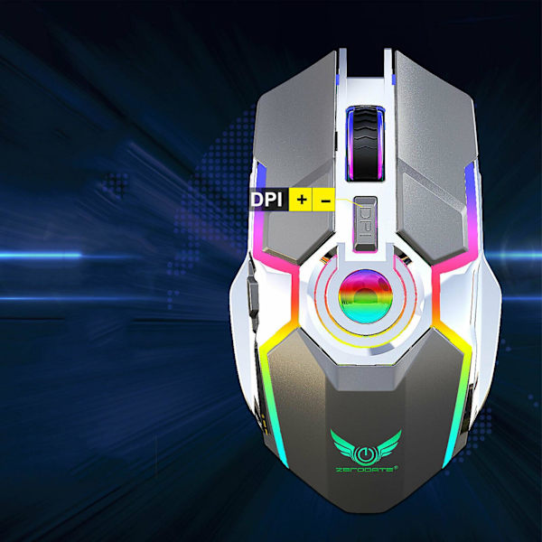 Trådlös Gaming Mus Rgb Bakgrundsbelyst Möss + Usb Mottagare Kompatibel med Macbook/pc/laptop Gray