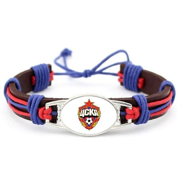 Moscow Soccer Russian Premier League Berlocker Armband och armband i äkta läder Fläktar Handflätade smycken