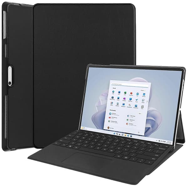 Til Microsoft Surface Pro 10 Pro 11 Deksel PU-skinn Sammenleggbart Stativ Folio Nettbrettdeksel - Grå Multicolor Black