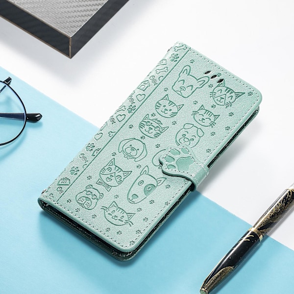 Etui til Realme C11 Flip Lommebok Preget Deksel Etui Housse Cat D