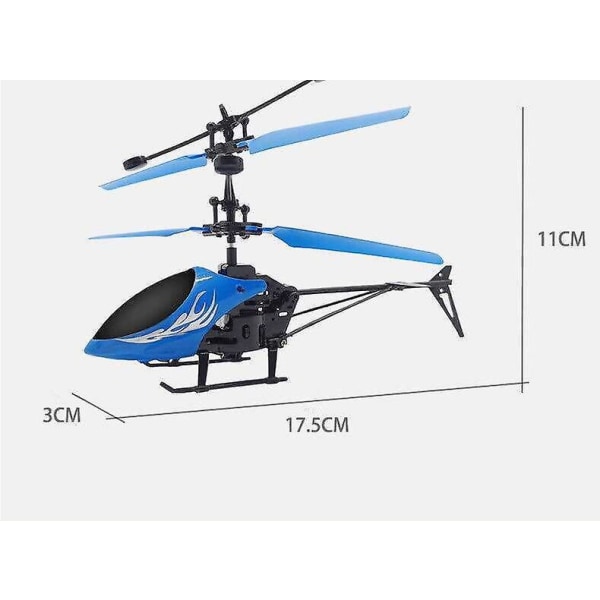 Mini RC Helikopter Infraröd Induktion Fjärrkontroll Inomhus Utomhus Leksak för Barn blue