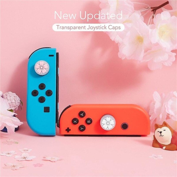 För nintendo switch sakura joystick cap för nintendo switch lite joy con grip cover tumgrepp kepsar knappar tillbehör case Sakura yellow red 2