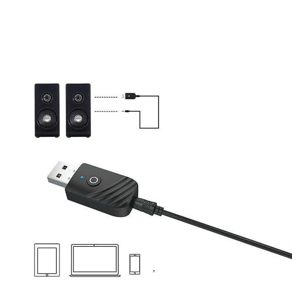 In1 Bluetooth USB-sender mottaker trådløs lyd 3,5 mm adapter PC TV MP3