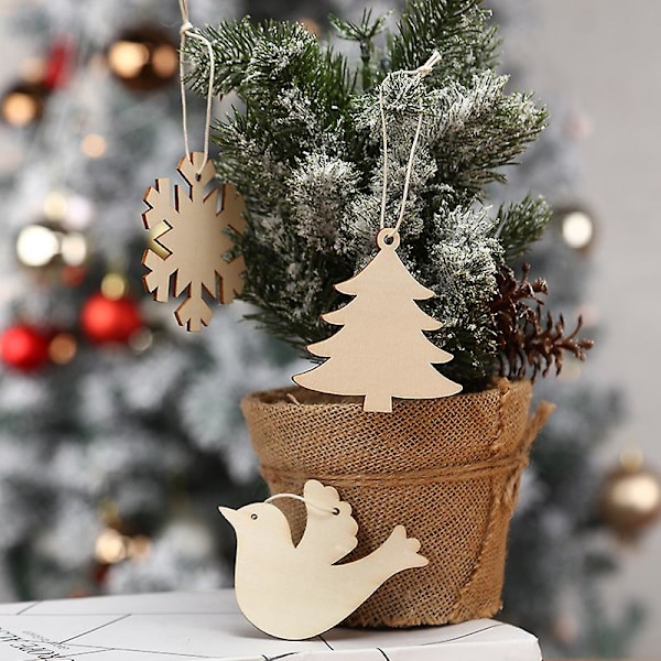 50 st Trähantverk att Måla Julgranshängen Obehandlade Träutskärningar Jul (ängelutskärningar) 50PCS