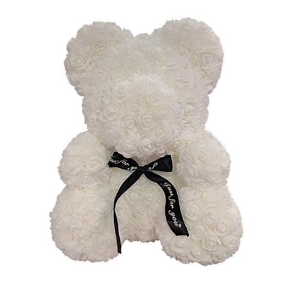25cm/40cm Teddy Rosebjørn Valentinsdag Kvinner Gaver Kunstig Blomst Rosebjørn Juledekorasjon Til Hjemmet White 25cm
