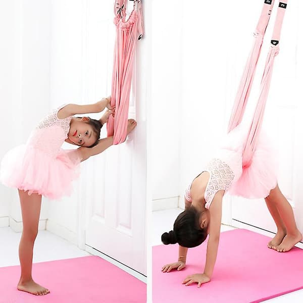 Justerbar Inversionsövningar Multilagerbälte Yoga Flexibilitetstränare Pink