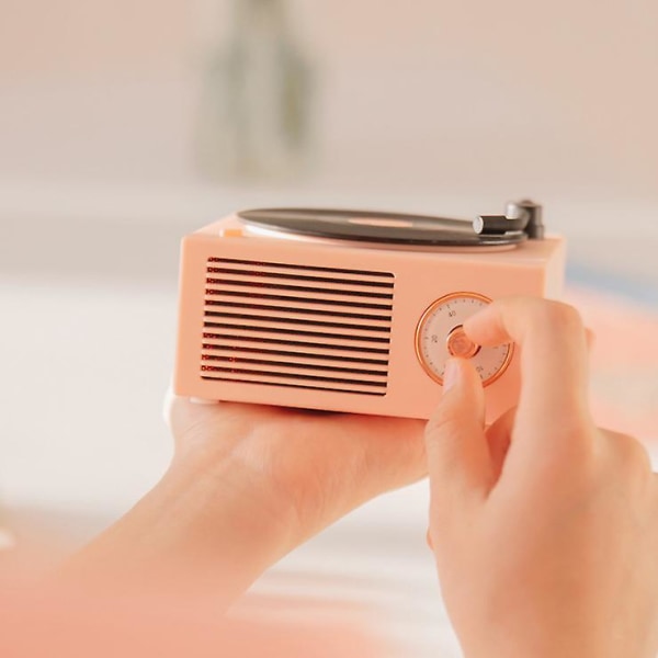 Vinylspelare Bluetooth Högtalare Trådlös Subwoofer Skrivbordshögtalare Hemhögtalare pink