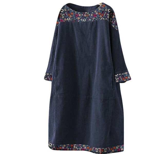 Oversize Tunika Klänning för Kvinnor, Manchester Långärmad Topp navy M