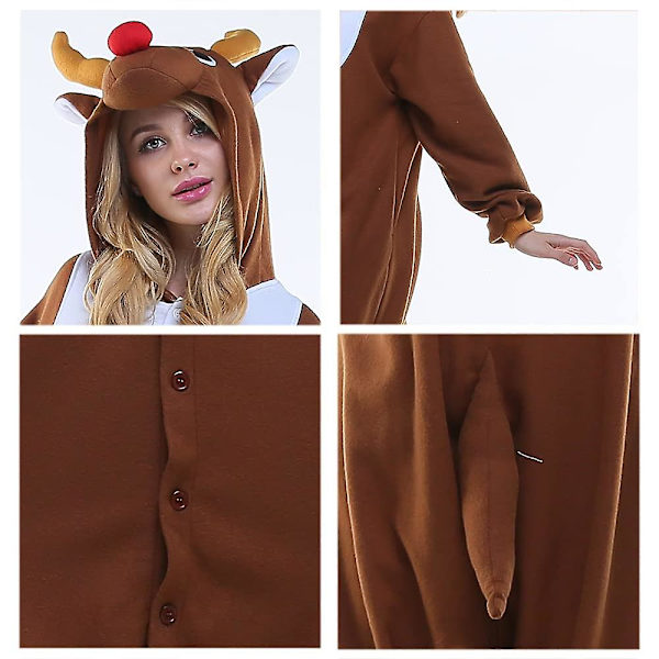 Reedca Totoro Aikuisten Onesie Halloween Cosplay Asut Anime Pyjamat Yhteensopiva Naisten Ja Tyttöjen Kanssa, napitus Deer2 L