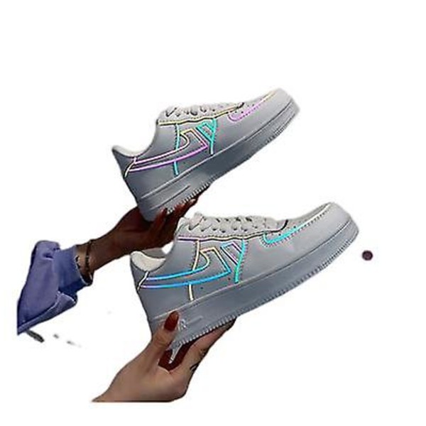 Färgreflekterande Sneakers Air Kompatibel medce One Casual Skor för Män och Kvinnor 36