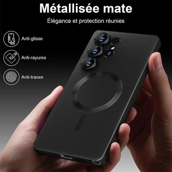 [LCS] Silikonecover - BOOLING - til Samsung Galaxy S26 Ultra - med magnetring - 2 glas - sort Svart