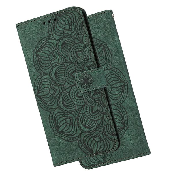 [LCS] För Samsung Galaxy S21+ 5G Mandala präglat flip-läderfodral Green