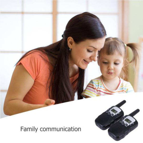 Mini Högfrekvent Trådlös Walkie Talkie för Barn (Svart), 2-pack