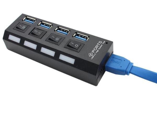 [LCS]|HH| 4-ports USB-hub med separate strømafbrydere