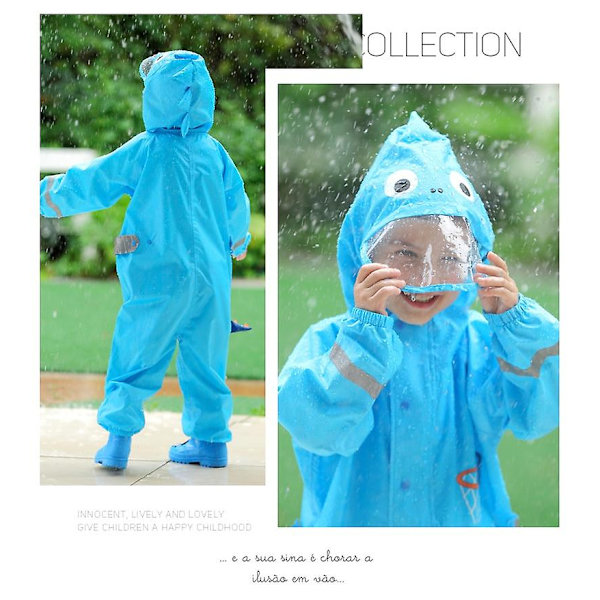 1-10 År Gamla Barn Blå Dinosaurier Regnrock Utomhus Jumpsuits Wa Yellow lion  No rain shoes L Height 116-135 cm