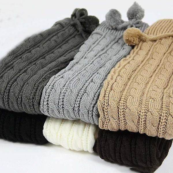 Strikkede knestrømper Vinter Heklet Slouch Stil Erme light gray
