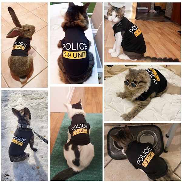 Hund T-shirt Husdjur Polis Hund Katt Kläder Sommarkostymer Valpskjorta, Andningsbara Kläder Väst Kläder för Extra Liten Medium Hund Pojke och Flicka