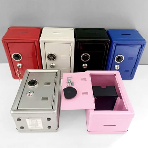 [LCS] Børnesikker mini sparegris med lås pengeskab (sort 12 * 10 * 18 cm)