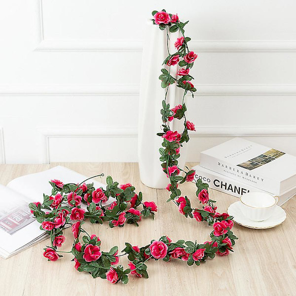 250cm Rose Kunstige Blomster Julekrans For Bryllup Hjem Romdekorasjon Vår Høst White 2