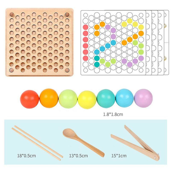 Leker i tre for barn, matte, klypeperler, puslespillbrett, fiskespill, hånd- og hjernetrening, foreldreleker