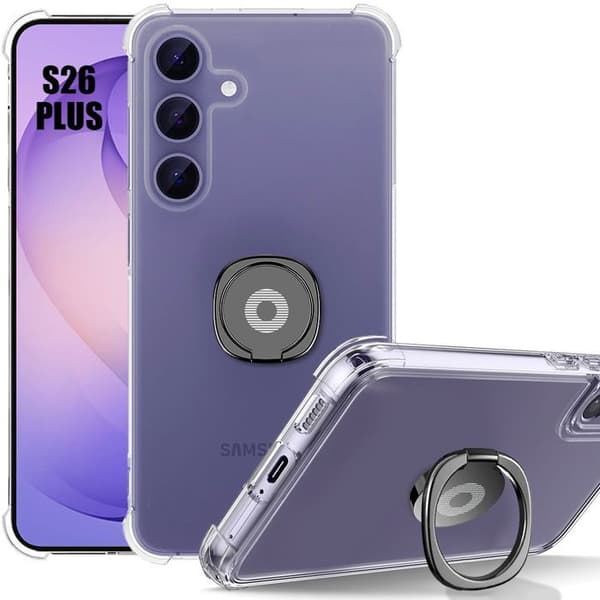 [LCS]Silicone Case - BOOLING - for Samsung Galaxy S26 Plus - Shockproof Slim Transparent with Stand Svart, klar