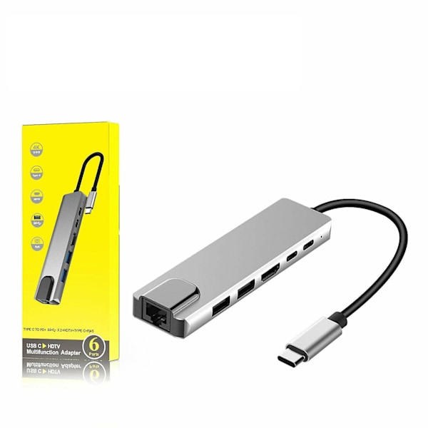 USB 3.0 Typ-C till 4K HDMI PD Ethernet RJ45 Hubb Adapter