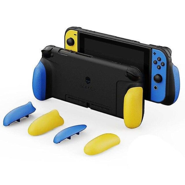 För nintendo switch- case speltillbehör cover skin shell skyddshölje joycon joy con hölje grip kit nindendon ns konsol Blue yellow