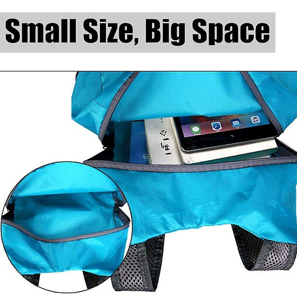 20l Vanntett Sammenleggbar Ryggsekk, sammenleggbar Ultralett Utendørs Sammenleggbar Praktisk Reiseveske, klatre- og tursekk Sky Blue