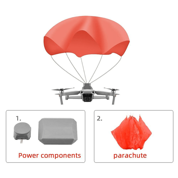 Ersättningskraftpaket för fallskärm + paraplyduk lämplig för DJI Mavic Air 2/2S Pro Zoom drönare flygsäkerhets fallskärmstillbehör Power and parachute
