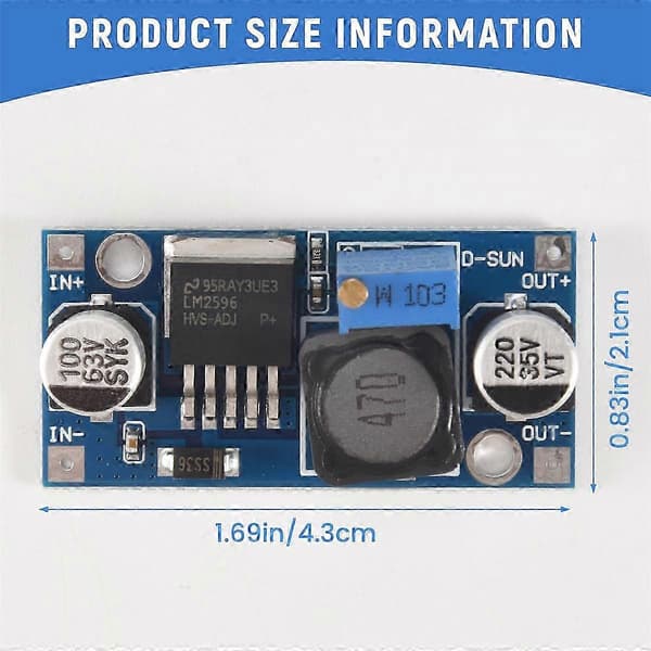 [LCS]48V justerbar step-down regulator modul, DC-DC, LM2596HV indgang, 4.5-60v strømmodul Udgave 0709