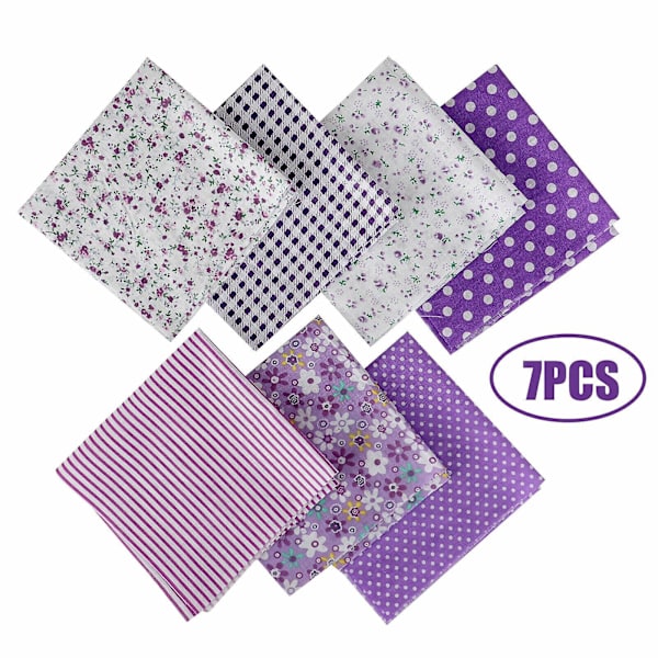 Bomullstyg Tecknat Lapptäcke 7PCS-25*25cm Purple