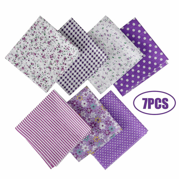 Patchwork printed polyester bomullstyg 7PCS-25*25cm Purple
