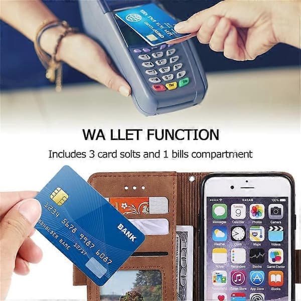 Kompatibel med iPhone 16e etui RFID-pung stativ læder telefoncover Grey