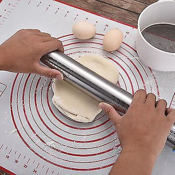 Stor silikonbakelsematta, non Stick bakmatta med mått grey With rolling pin