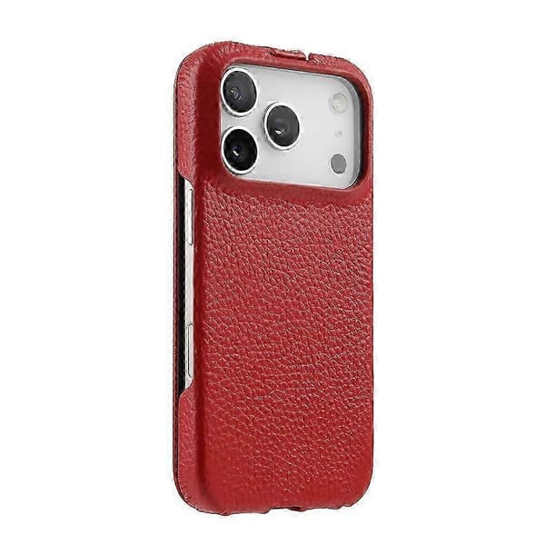 [LCS] MELKCO Vertical Flip Case in Genuine Cowhide + PC for iPhone 17 Pro Max (MagSafe Compatible) Red