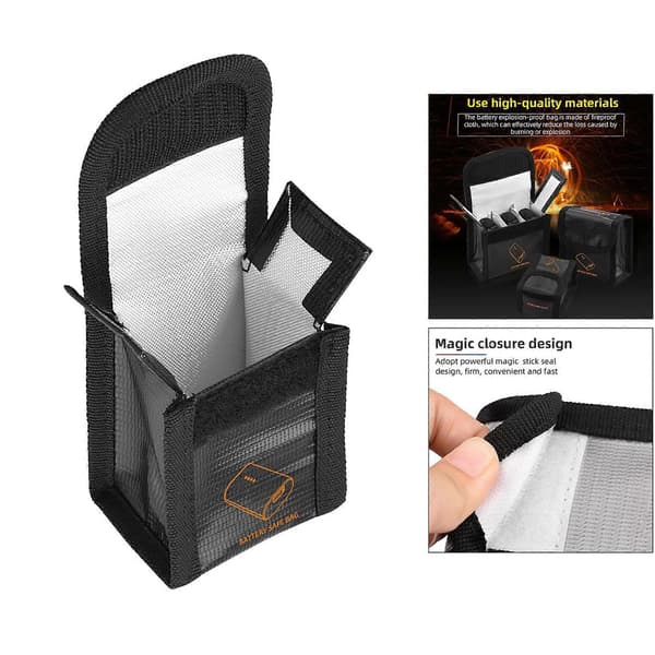 [LCS] Brannsikker Lipo Safe Bag for Lipo Batterioppbevaring og Lading, Solid Lipo Batteribeskyttelse (9x11,3x5cm) Black S