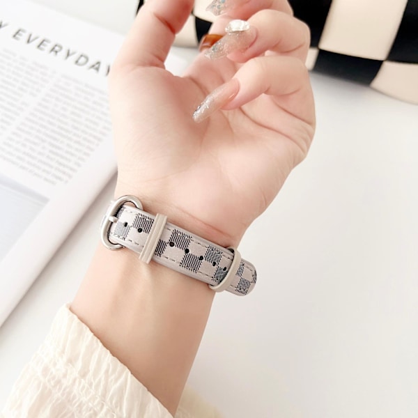 Korvaava ranneke Xiaomi Smart Band 8:lle aitoa nahkaa ruutukuviolla Yellow