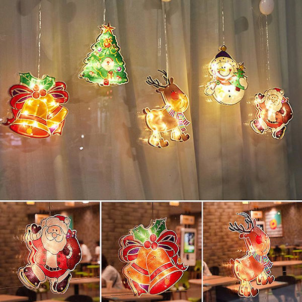 Utomhus Jul Silhuett Ljus LED Julgran Fönster Gardin Ljus Med Sugkopp För Snowman