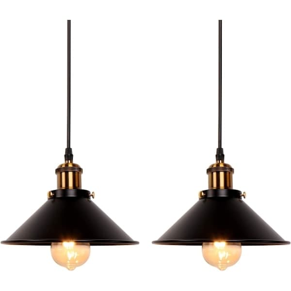 [LCS] To sæt industrielle retro sorte jern pendellamper, velegnet til køkken, bar, balkon