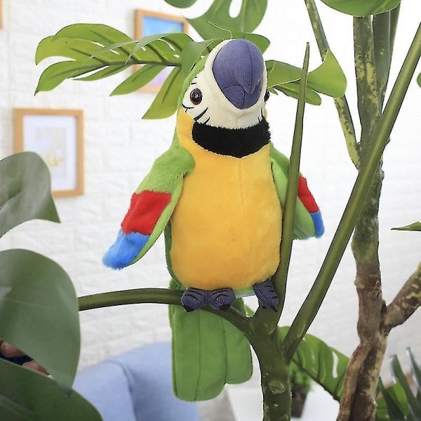 Söt elektrisk talande papegoja, talar rekord, leksak med viftande vingar (röd)