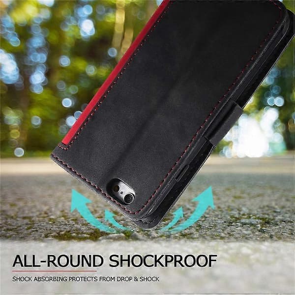 Kompatibel med iPhone 16e etui RFID-pung stativ læder telefoncover Red